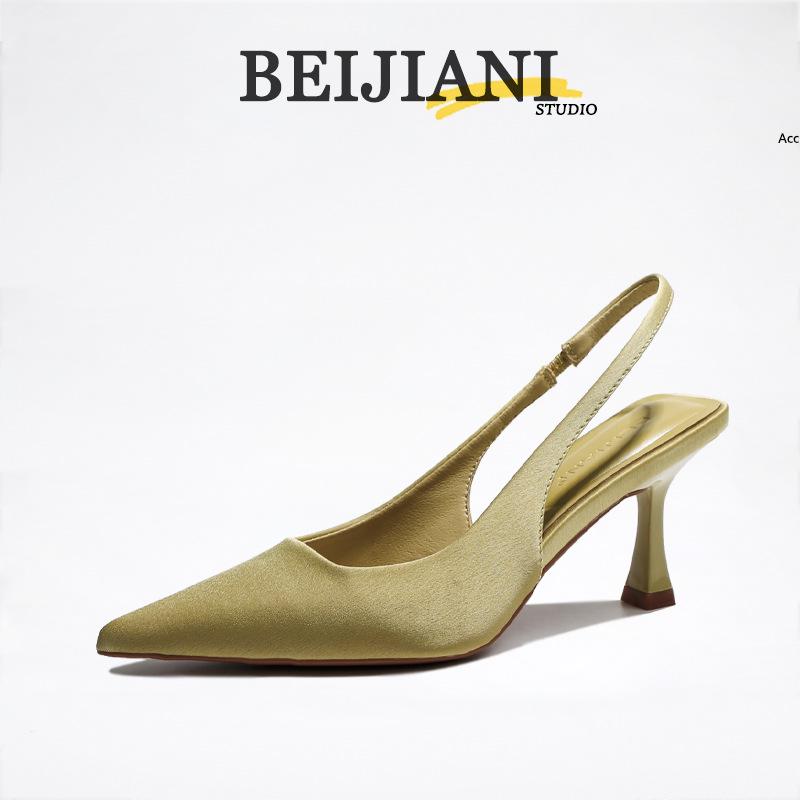 

BEIJIANI Женские босоножки на шпильке с острым носком - Однотонные, Весна/Лето 34 светло-желтого