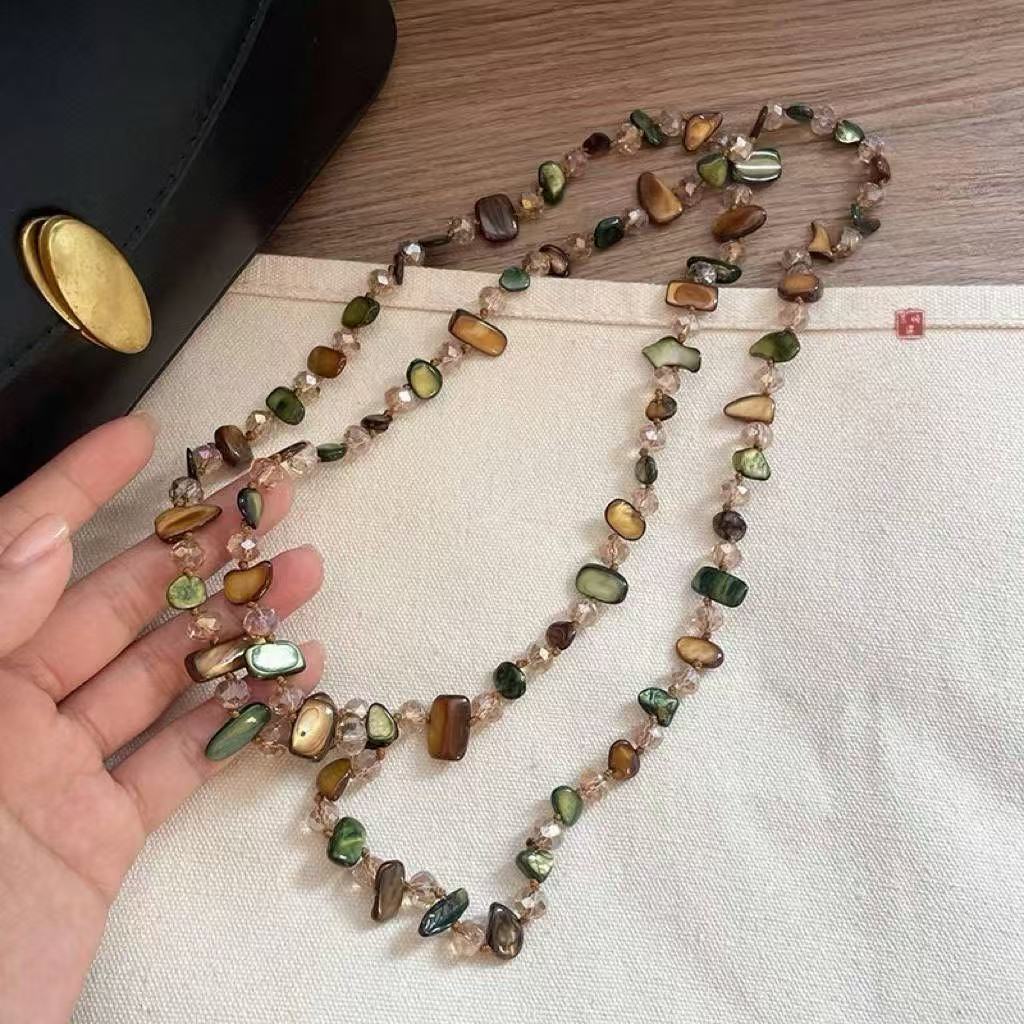 Bohemian Colorful Shell Layered Necklace for Women Creative Retro Irregular Long Chain Necklace Friendship Jewelry Gifts
