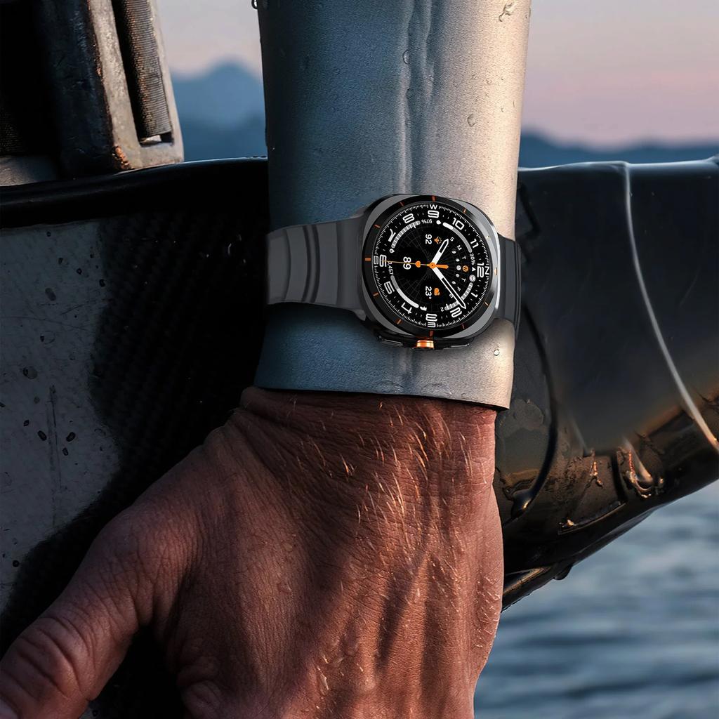 Miękki gumowy pasek do Samsung Galaxy Watch Ultra 47mm Pasek Męska sportowa bransoletka do Samsung Galaxy Ultra 47 Zakrzywione końcówki Pasek na nadgarstek