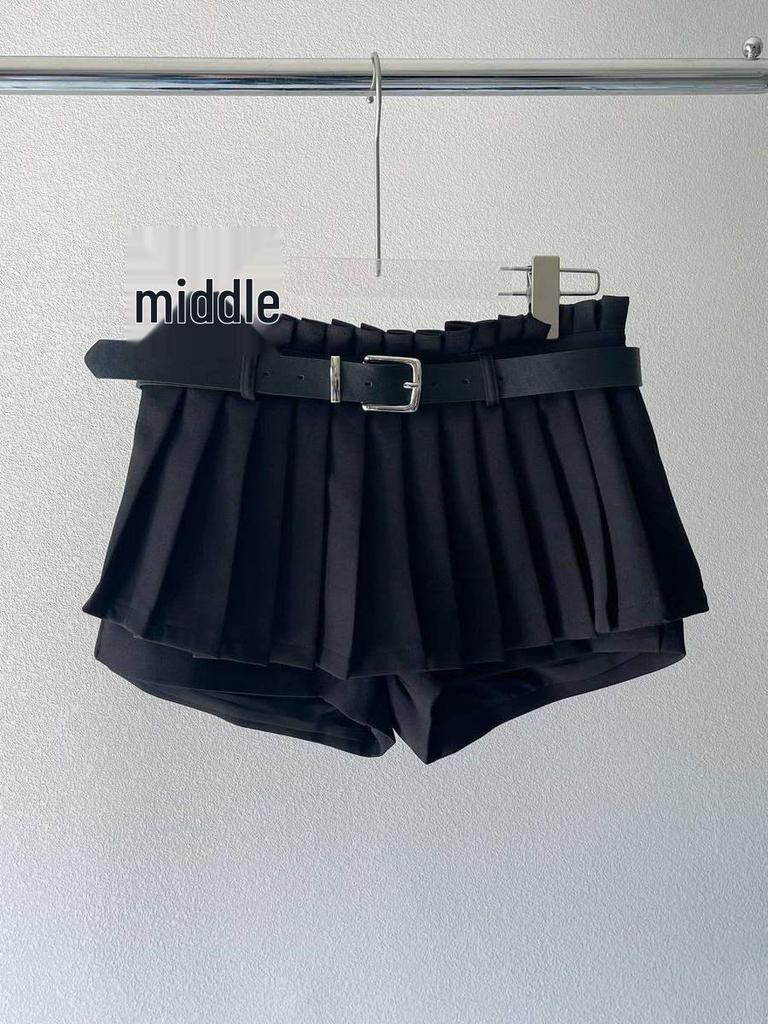 Mini-Faltenrock mit hohem Bund - Weiß, A-Linie, Anti-Exposure, Schlankmachend, College-Stil