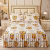 3pcs Bed Skirt Set Solid Color Quilted Thickened Lace Decoration Includes 1 Bed Skirt + 2 Pillowcases Suitable for Home And Hotel