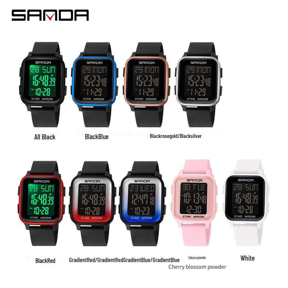 Sanda Men's Multifunctional Square Sport Chronograph Waterproof Watch 