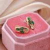 Kinel Green Leaf Zircon Vintage kvinners øredobber med rosa gullfarge