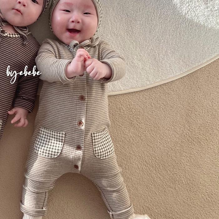 

Корейский стиль комбинезон в полоску для новорожденного ребенка пижама 90 cm