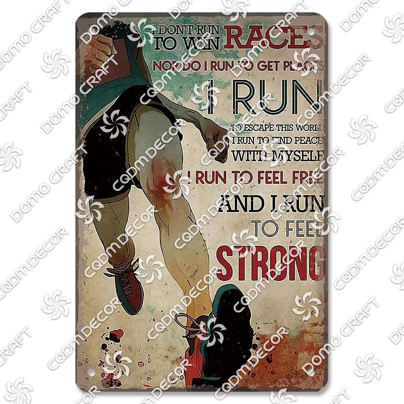 Run Race Poster Metal Plate Runner Run With Your Heart Running Shoes Metal Tin Signs Retro Wall Decor Club Gym Living Room Home