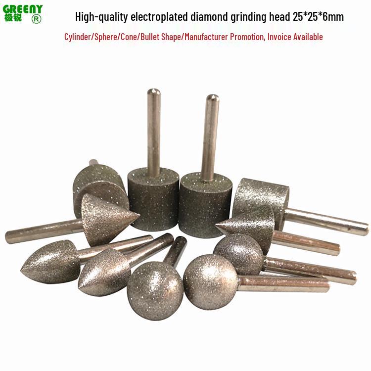 6x25 Diamond Alloy Grinding Head Set for Stone Carving and Polishing