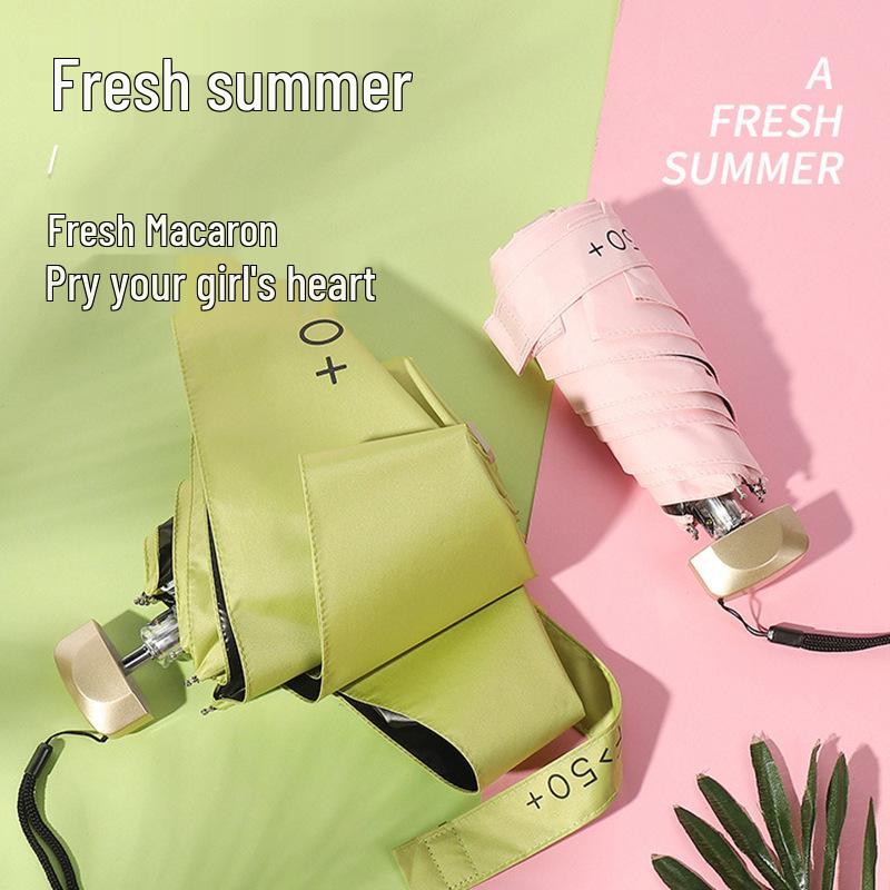 Kompaktní slunečník proti slunci a dešti: Lehký, Šestižebrový, Dvojúčelový, Mini Skládací pro Ochrannu za každého počasí