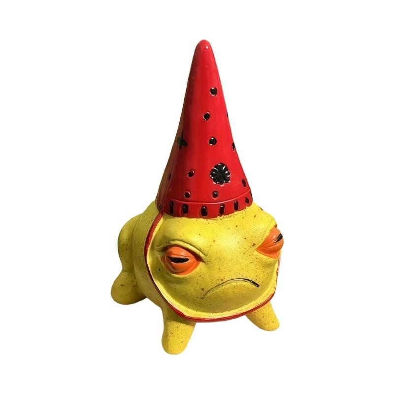 652F Charm Frogs Figurine with Party Hat Unique Resin Art Statue Scuplture For Gifting