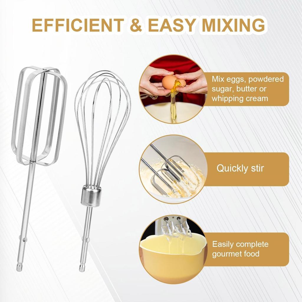 4Pieces Hand Mixer Accessories Stainless Steel Whisks Cooking Mixer Attachments for Effortless Mixing of Eggs Flour
