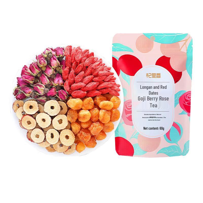 Qilixiang Longan Red Date Goji Rose Wellness Tea, 60g