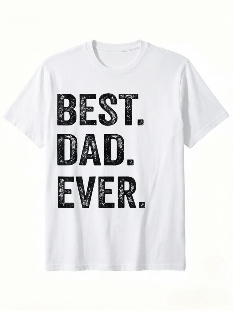 Vintage Distressed Best Dad Ever Black Short Sleeve TShirt For Fathers Day Gift Summer Cotton Crew Neck Tee Shirt