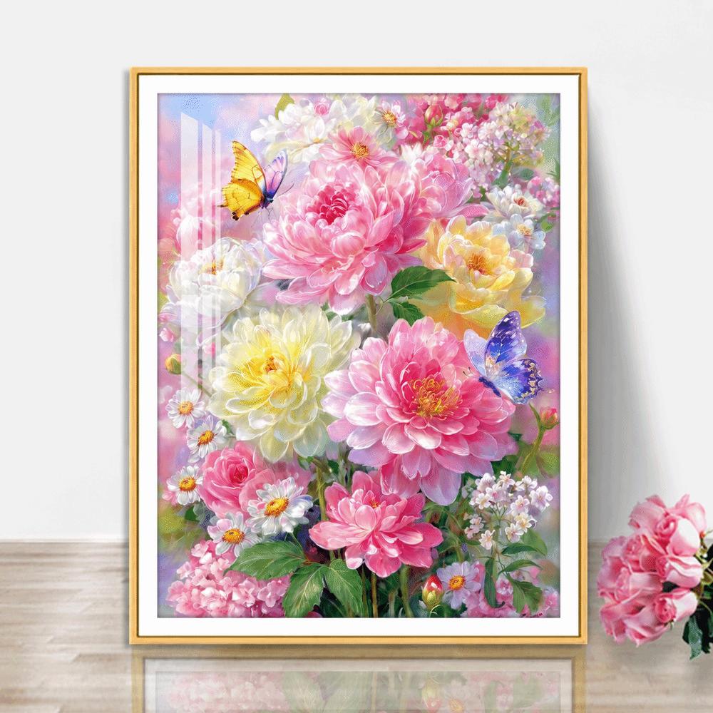 Colorful Floral Pattern DIY Cross Stitch Set  for Living Room Bedroom Wall Decor