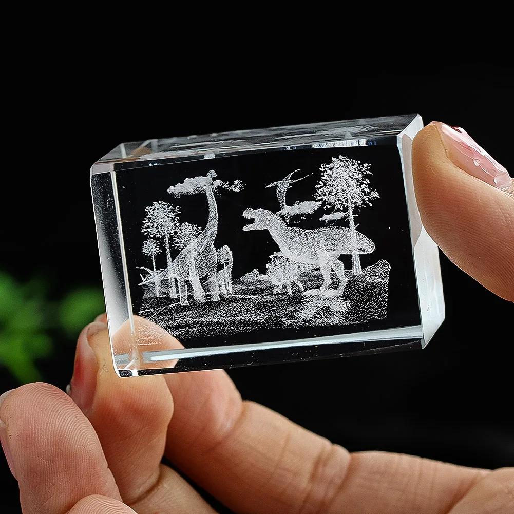 

Laser Engraved Crystal Dinosaur World Tyrannosaurus Rex Crystal Glass Ornament Office Decor Micro Landscape Home Decoration Gift 15x20x30mm