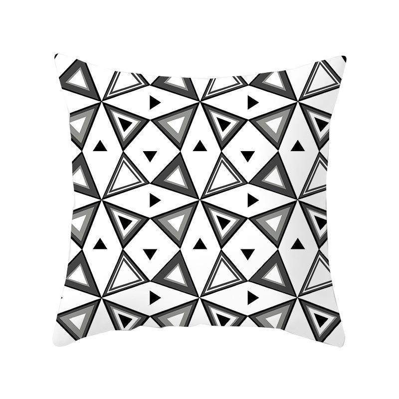 Simple Style Home Decoration Abstract Geometric Grid Black and White Lines Light Luxury Sofa Waist Support Pillow Cover Cushion