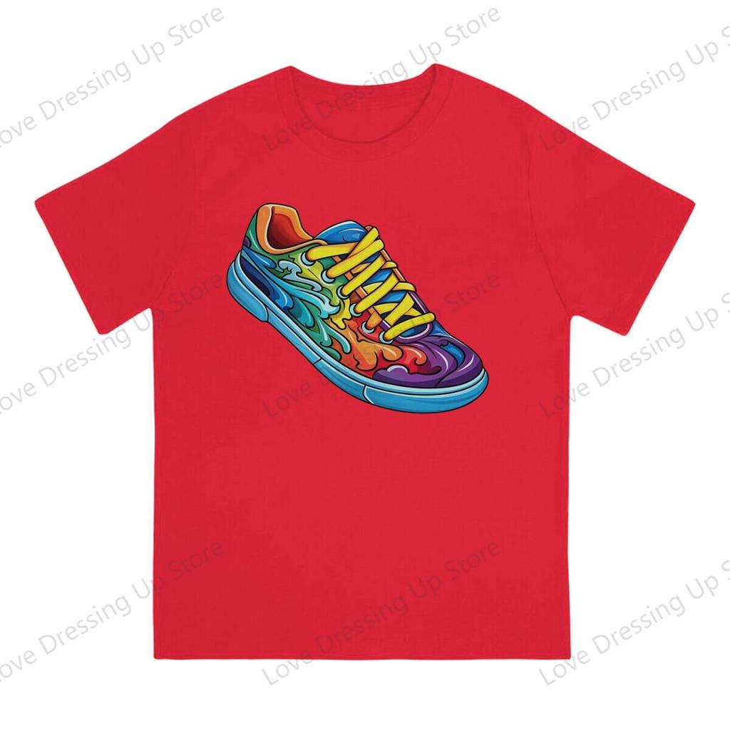 100pure Cotton Casual Unisex Tshirt Colorful Sneakers Graffiti Short Sleeve Tshirts Harajuku Tee Funny Tops