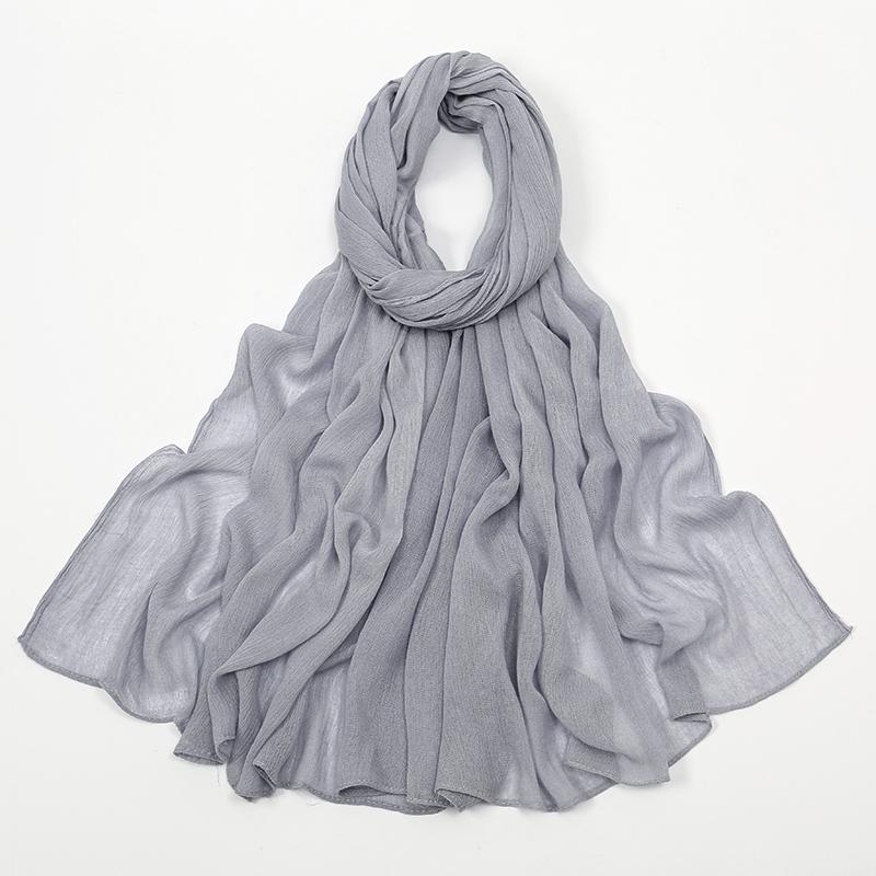 Crinkle Muslim Women Hijab Wrinkle Rayon Headscarf Solid Color Women's Turban Plain Viscose Cotton Musulman Femme Shawl Ramanda