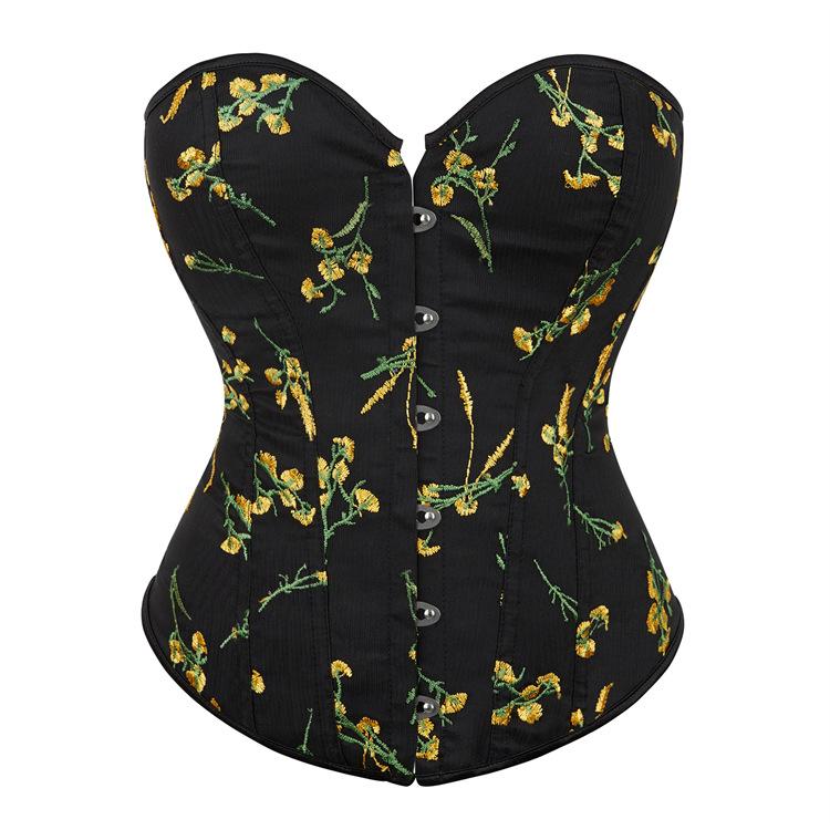 

JYL TS Black Embroidered European Size Sexy Tie Waist Beauty Palace Shaping Top XS чёрный
