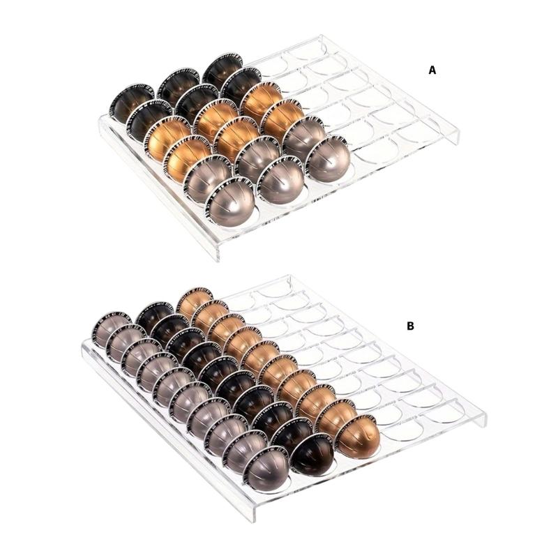 Clear Coffee Capsules Dispenser Tray With Nonslip Base And Smooth Surfaces For Mess Release Homes Kitchen Storage