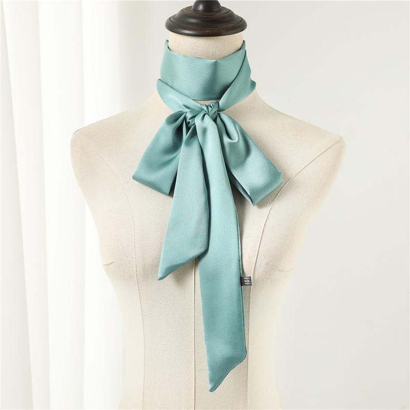 Influencer Style Silk Scarf: Hair Tie, Solid Color, Long & Narrow, Korean Style Necktie, Flowing Ribbon for Women
