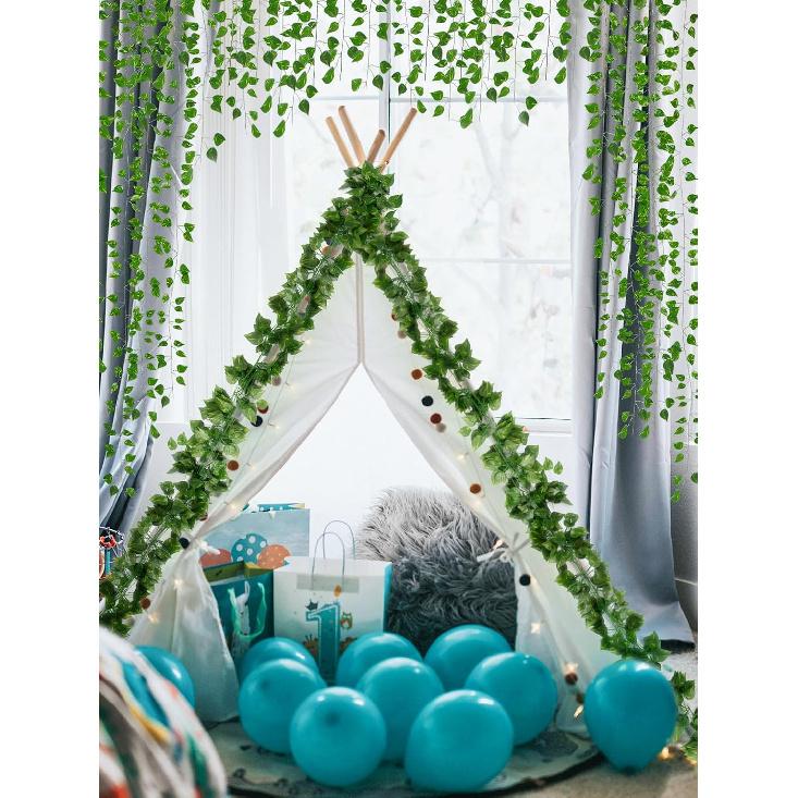 Kalolary 12 Pack Artificial Ivy Garlands, 88FT Scindapsus Leaf Fake Vines Plants Greenery Hanging Plants Vine Fake Plants for Wedding Bedroom