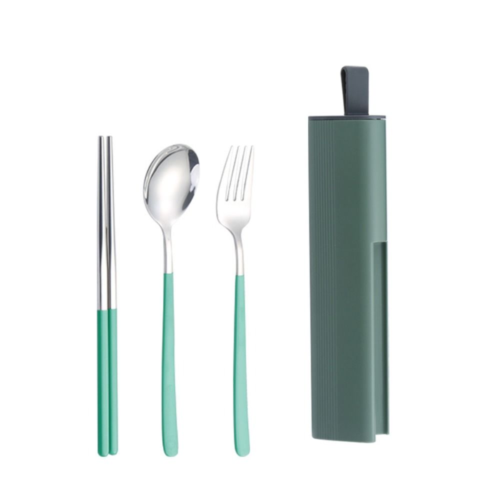 2/3Pcs 304 Stainless Steel Portable Cutlery Set Colorful Dinnerware Travel Utensils Set  Kitchen Use
