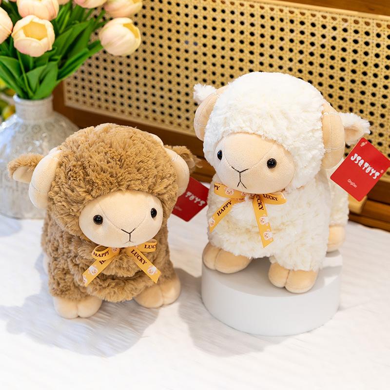 New Cute Standing Lamb Doll Plush Toy White Scarf Sheep Doll 8 Inch Grab Machine Doll Goat