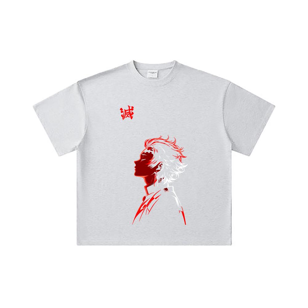 260 GSM Double Yarn 32 Count 100% Cotton Demon Slayer V108 Tanjiro Print Unisex Heavy Cotton T Shirt