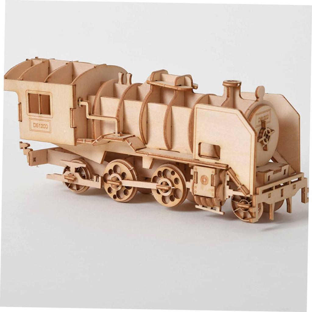 Totority 3D Wooden Puzzle Train Craft 3D Puzzle Assembly Educational Brain Gift for Boys and Girls 3-Piece Set Car, Boat, - Kit, Toy, Paintable,