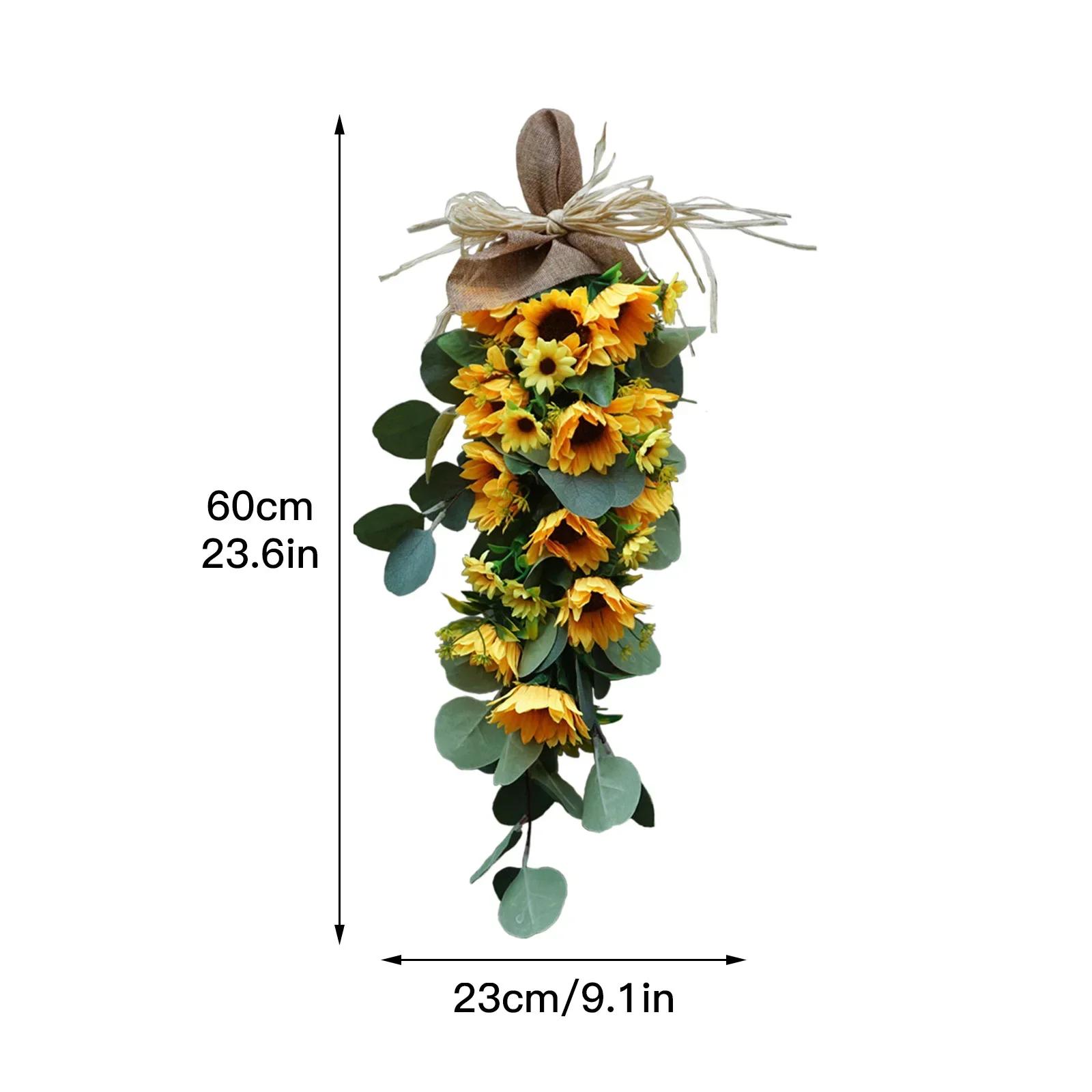 

Sunflower Teardrop Swag Fake Flower Wall Door Hanging Simulation Garland Wreath Backdrop Floral Plant Home Garden Decoration жёлтый