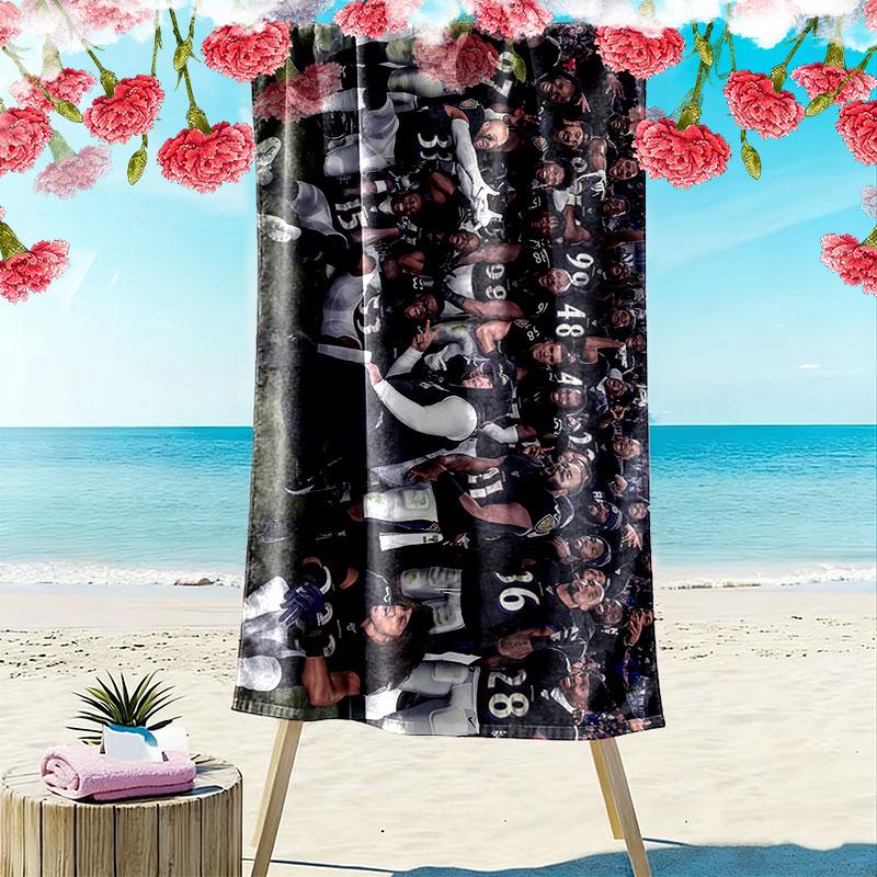 BAL Ravens Print Beach Towel, Large Soft Quick Dry Towel for Beach Camping Swimming