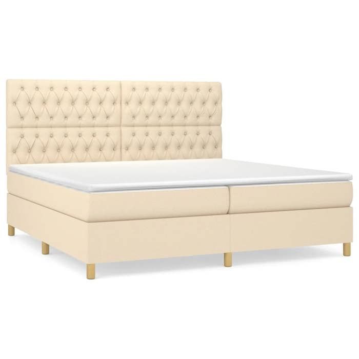 Maison Exclusive - Sommier à lattes de lit avec matelas Crème 200x200 cm Tissu