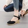 Women's Korean Style Versatile Summer Wedge Sandals: Breathable One-Strap High Heels for Fashion and Travel.