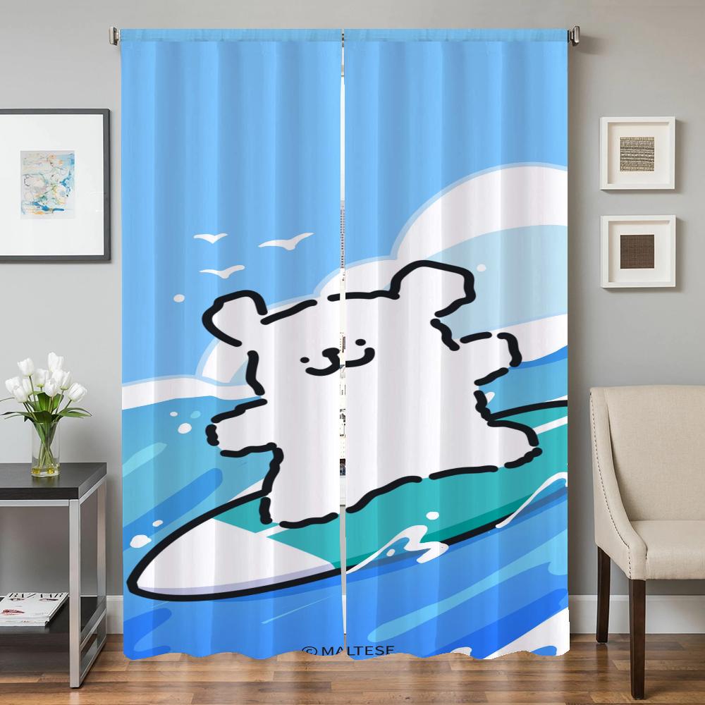 Wystrój Domu Zasłony Kuchenne do Salonu 2 Sztuki Zasłony Zaciemniające Zasłona na Drzwi Maltańczyk Przegroda Dekoracja Sypialni