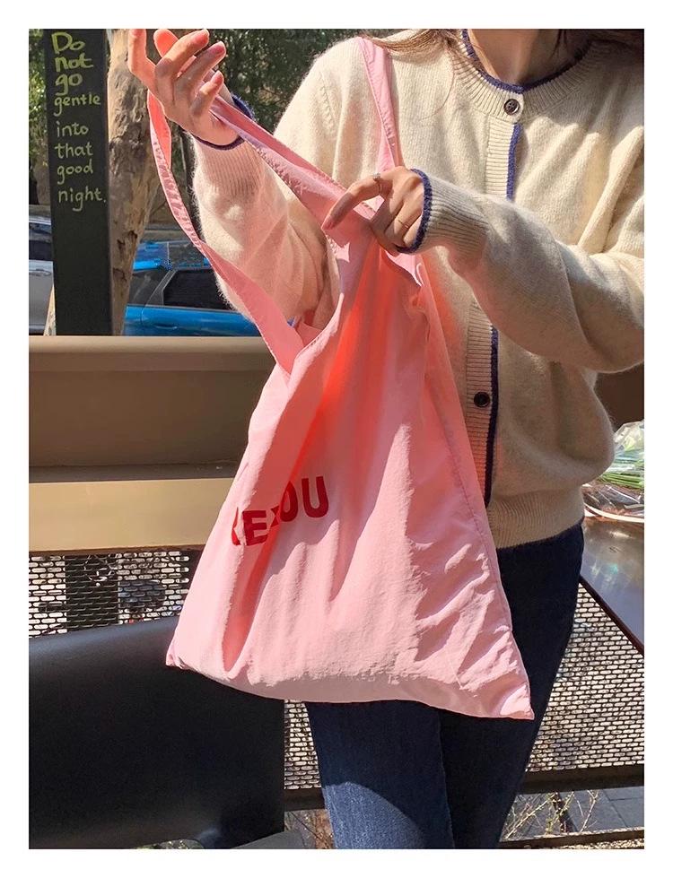 2024 Women's Large Capacity Letter Print Shoulder Bag - Trendy, Versatile, and Fresh Cloth Shopping Bag