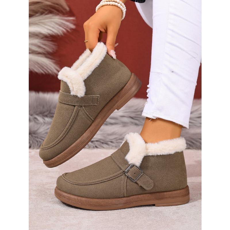 Women's snow boots, warm and cold-proof in winter, flat-bottomed lazy shoes, one pedal, casual women's cotton shoes, versatile women's shoes