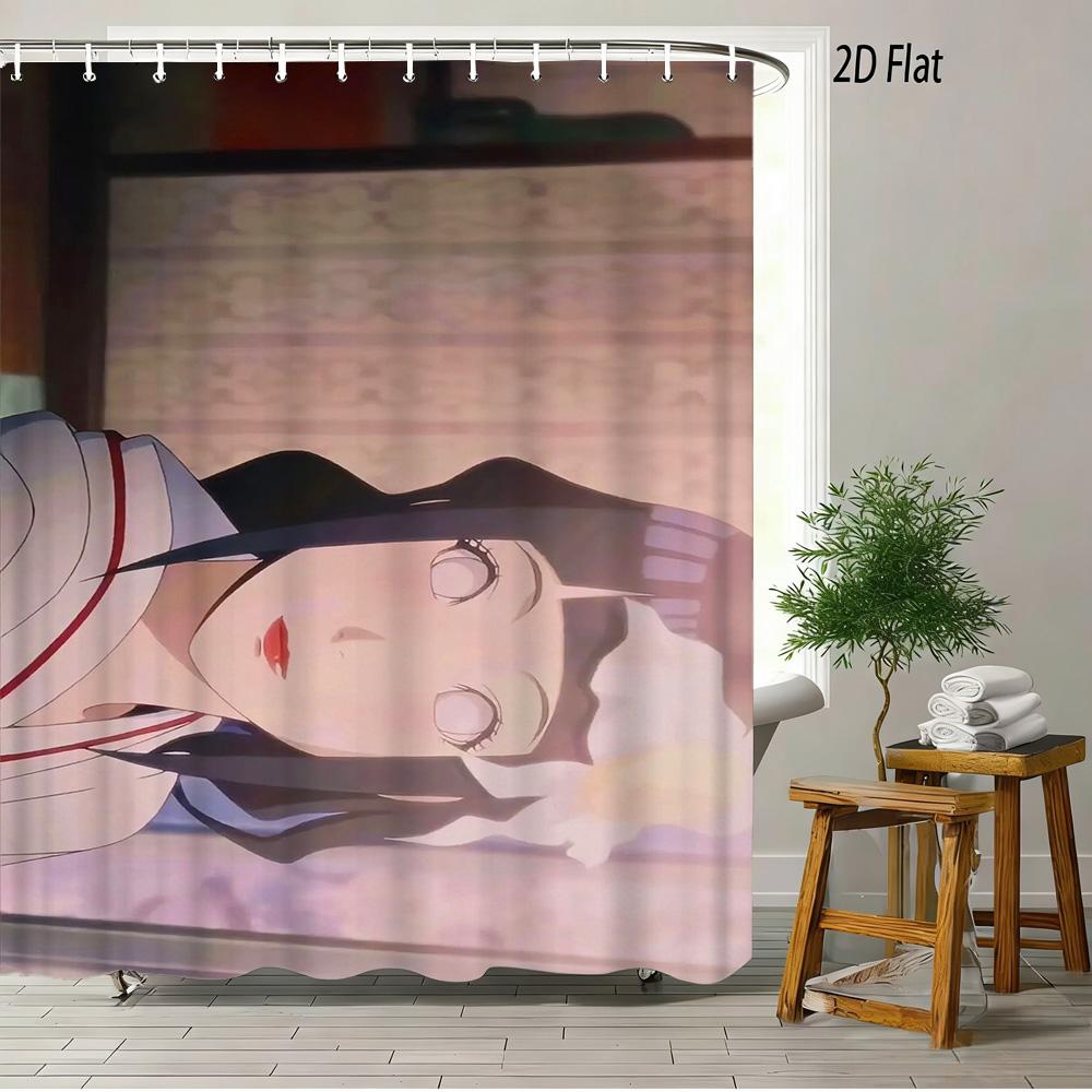 2D Flat Naruto Anime Naruto Uzumaki Nine-Tails Chakra Mode Print Waterproof Shower Curtain For Bathroom Decor