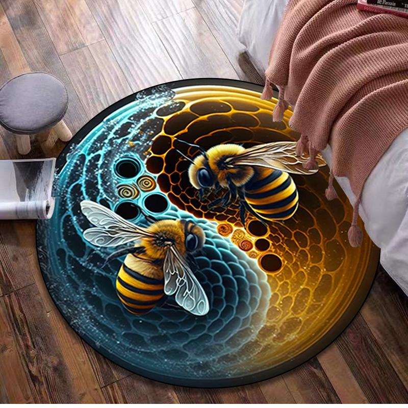 1Pc Animal Circular Print Rug - Home Decoration Carpet For Living Room Bedroom Flooring Computer Chair Area Rug
