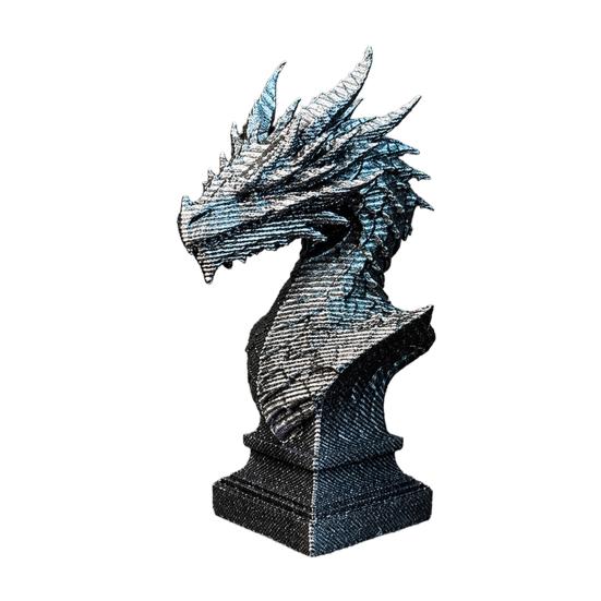 3D Printed Ancient Dragon Bust Sculpture, Realistic Scales & Spikes, One-piece Molding Decor with Multiple Colors, Compact Ornament for Living Room