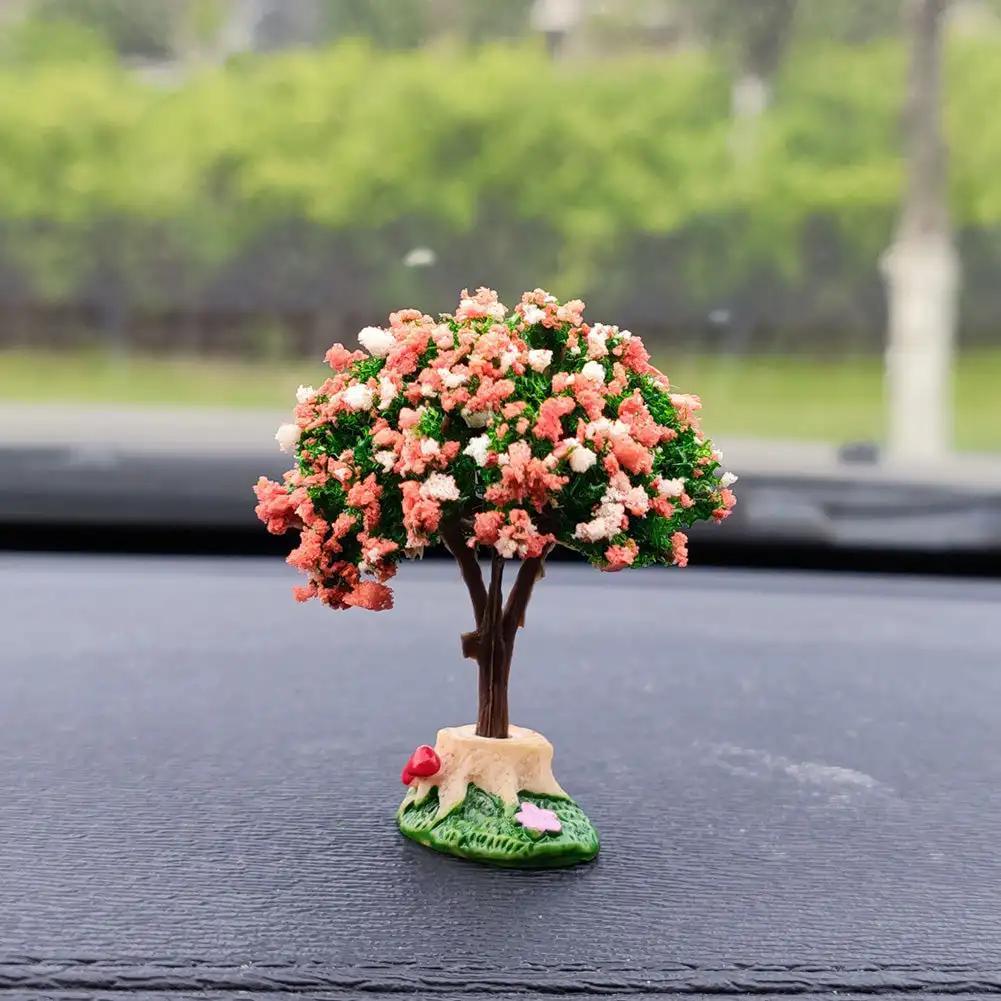 Car Mini Tree Center Console Car Mounted Green Plant Accessories Simulated Flower Decoration For Girls Gift Interior Decorations