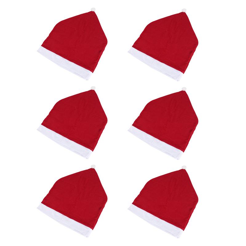 6 Pcs Christmas Chair Covers Santa Hat Chair Covers For Dining Room Holiday Christmas Decorations Red