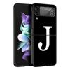 Phone Case For Samsung Galaxy Z Flip 3 4 5 Hard Black Folding PC Luxury For Samsung Z Flip3 Cover Initial Letter A Z Fashion