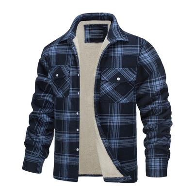 Men Fall Winter Jacket Plaid Print Lapel Soft Plush Pockets Single-breasted Loose Thickened Long Sleeve Casual Mid Length Men Coat
