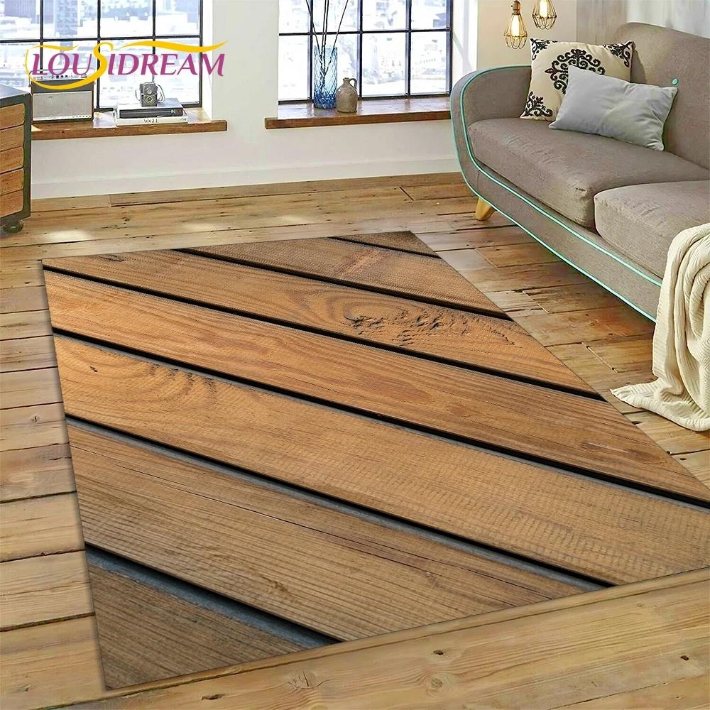 Color 3D Wood Grain Lines Rug Carpet for Living Room Bedroom Home Decor,Floor Mat Non-slip Decoration for Sofa Doormat Kid Gift