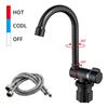 Black Foldable Hot/Cold RV Faucet for Inward-Opening Windows