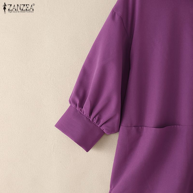 ZANZEA Bluzka damska casualowa z kołnierzykiem i luźnym rękawem 3/4