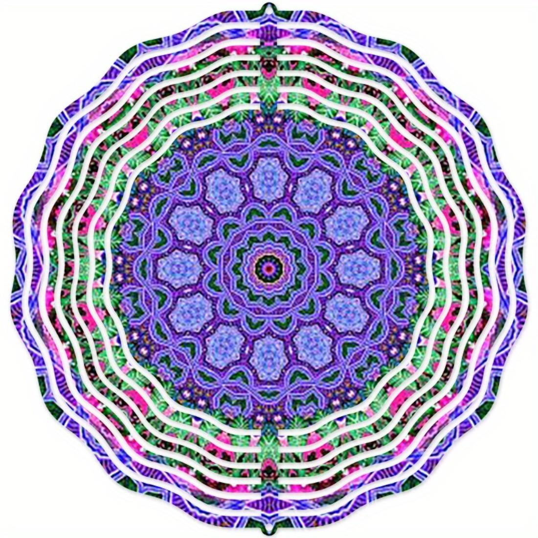 

Яркий 10-дюймовый металлический колокольчик с мандалой, дизайн фиолетового цветка, декор для сада из нержавеющей стали для улицы и помещения, праздничный подарок