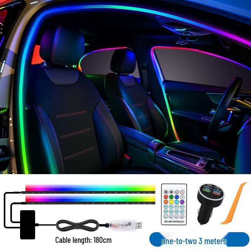 Iridescent Wireless LED Car Door Frame Light Strip – Flowing, No Wiring Needed