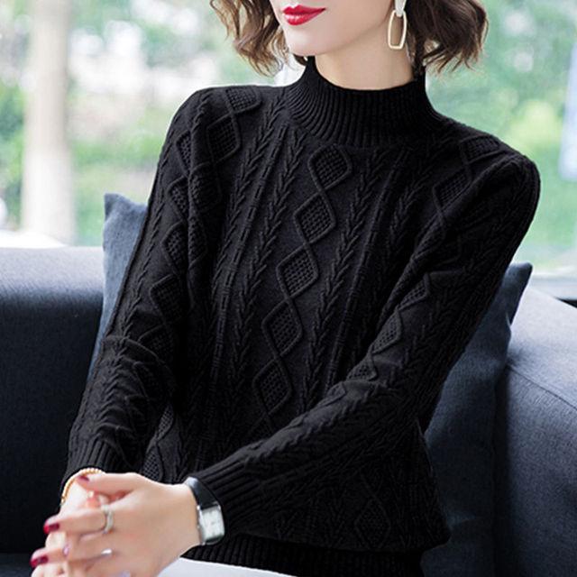 New Autumn Winter Women Thicken Slim Base Sweater Korean Fashion Turtleneck Knitted Pullover Sweater
