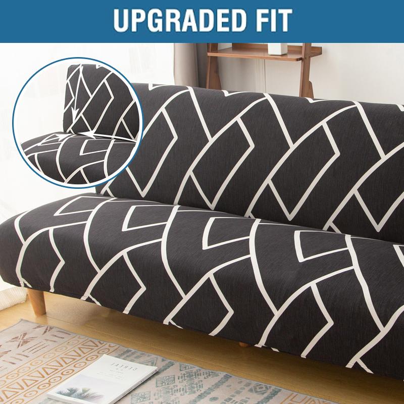 LANMOLIFE Foldable Sofa Bed Cover Stretch Futon Armless Sofa Bed Covers Removable And Washable Furniture Protective Covers