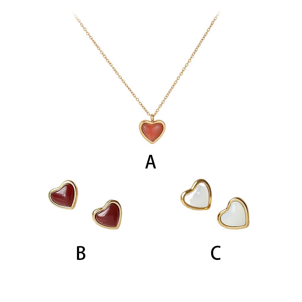 Steel Women Heart Shape Jewelry Electroplated Unfading Replacement Anti-rust Smooth Girls Jewellery Birthday Gift